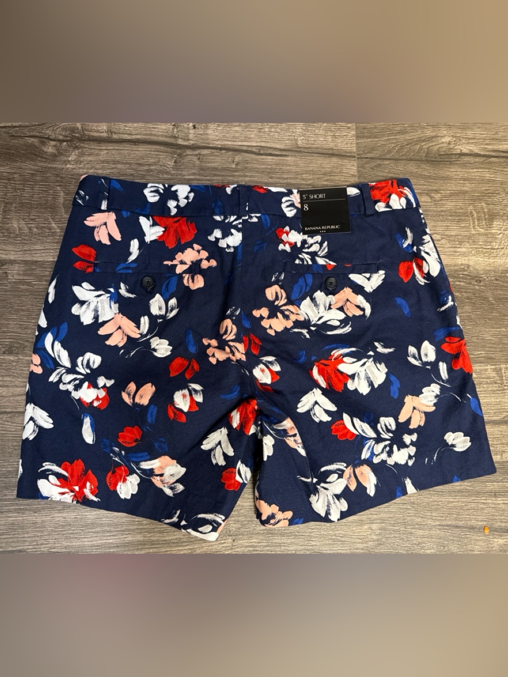 Banana Republic Navy Floral 5” Shorts Size 8 NWT - Picture 5 of 8